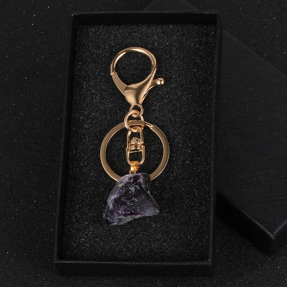 Брелок для ключей с натуральным флюоритом мужчин и женщин цепочка из голубого