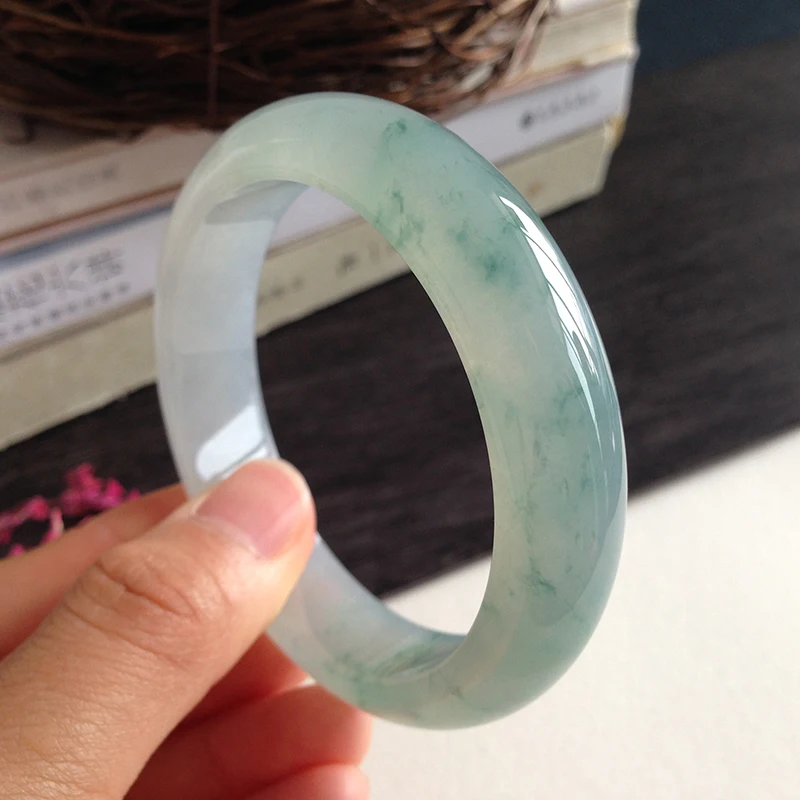 Zheru ювелирный браслет из натуральной ямайской Жадеиты резной Ледяной Синий