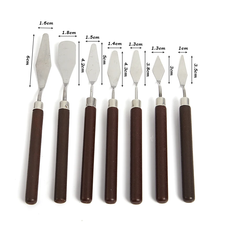 

7Pcs/Set Stainless Steel Oil Painting Knives Artist Crafts Spatula Palette Knife Oil Painting Mixing Knife Scraper Art Tool 2022