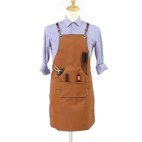 simulation cowhide thickened cross strap waterproof and oil proof working apron with leather belts