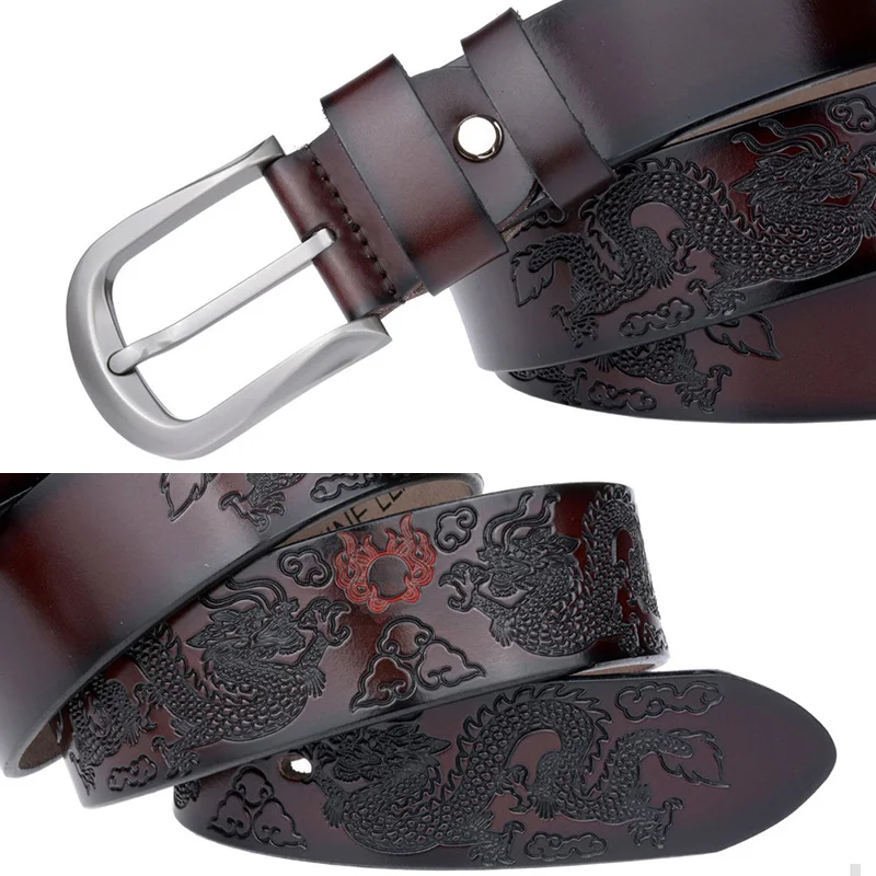 Новый индивидуальный мужской ремень китайский дракон из натуральной кожи с
