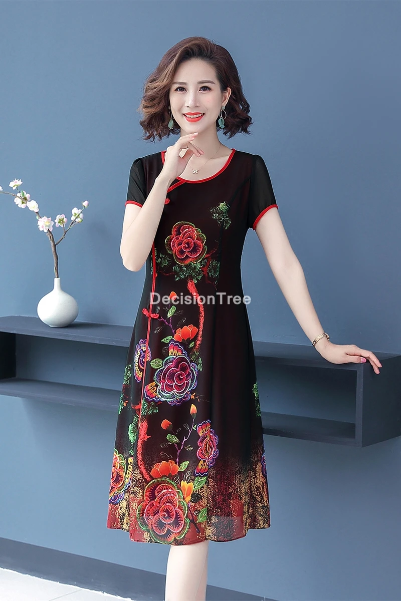 2021 для женщин Сетчатая ткань Китайское платье-короткое платье-Ципао Китайский