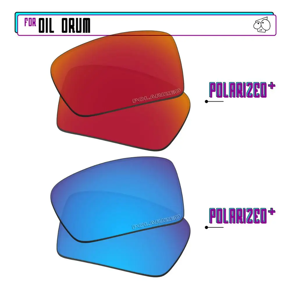 EZReplace Polarized Replacement Lenses for - Oakley Oil Drum Sunglasses - BlueP Plus-RedP Plus