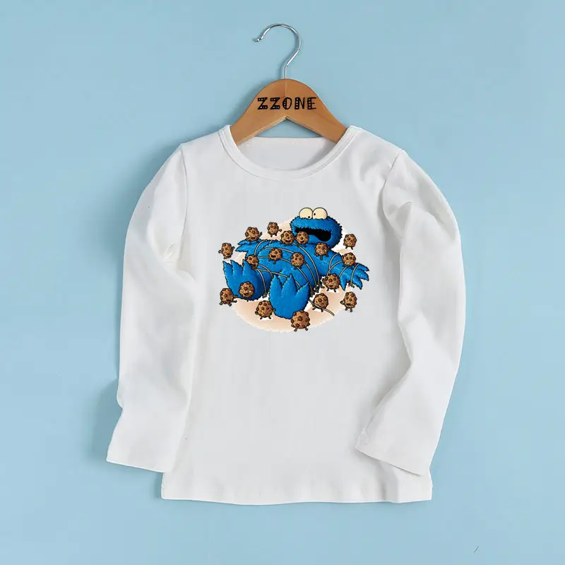 Модная футболка для мальчиков и девочек с изображением мультяшной Улица Сезам