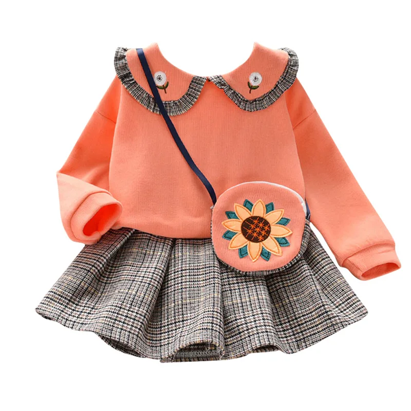 

Однотонный пуловер с длинным рукавом и круглым вырезом для девочек