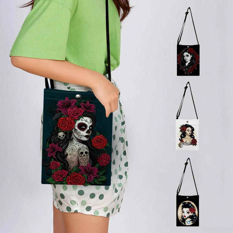 Модная женская сумка-мессенджер с изображением Дня мертвых цветов черепа и