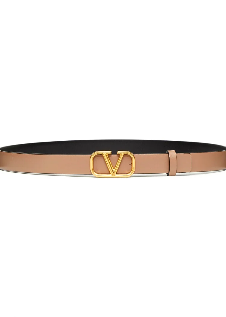 

Double sided head leather women's belt 2cm logo buckle fashion luxury brand women's belt double sided vlogo signature