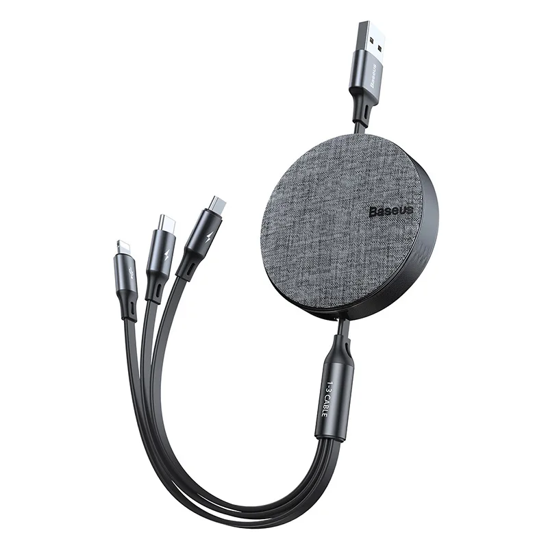 Black 3in1 USB Cable Baseus 3 в 1 USB кабель usb type C кабель для iPhone XR 11 Pro Max USB кабель для зарядного устройства портативный Micro USB кабель type USB-C кабель для передачи данных - Цвет: Black 3in1 USB Cable