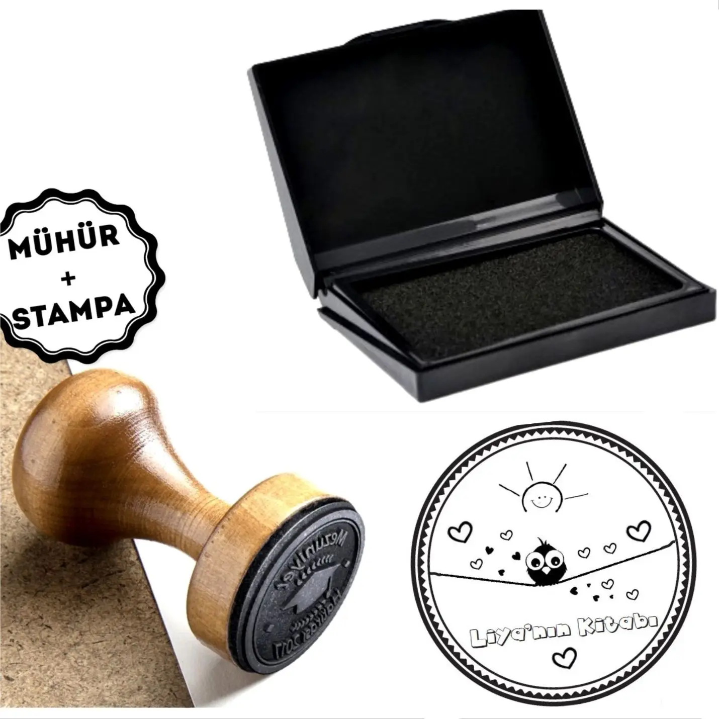 

Personalized Name Written Wood Book Seal-A120