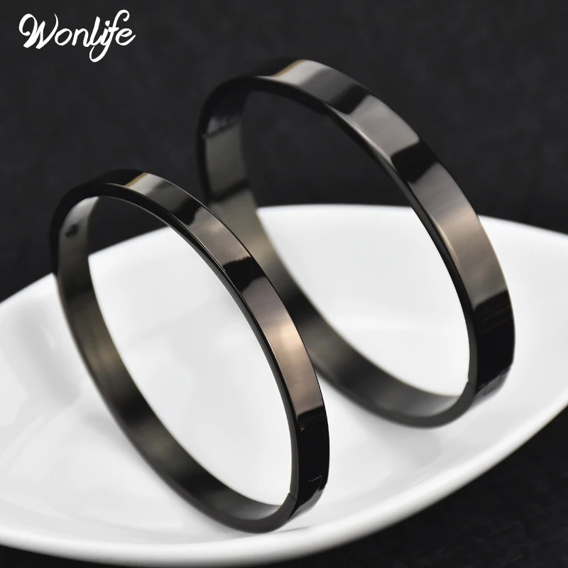 Wonlife простые гладкие парные ювелирные изделия из нержавеющей стали разноцветные браслеты для влюбленных простые браслеты для мужчин и женщин подарок