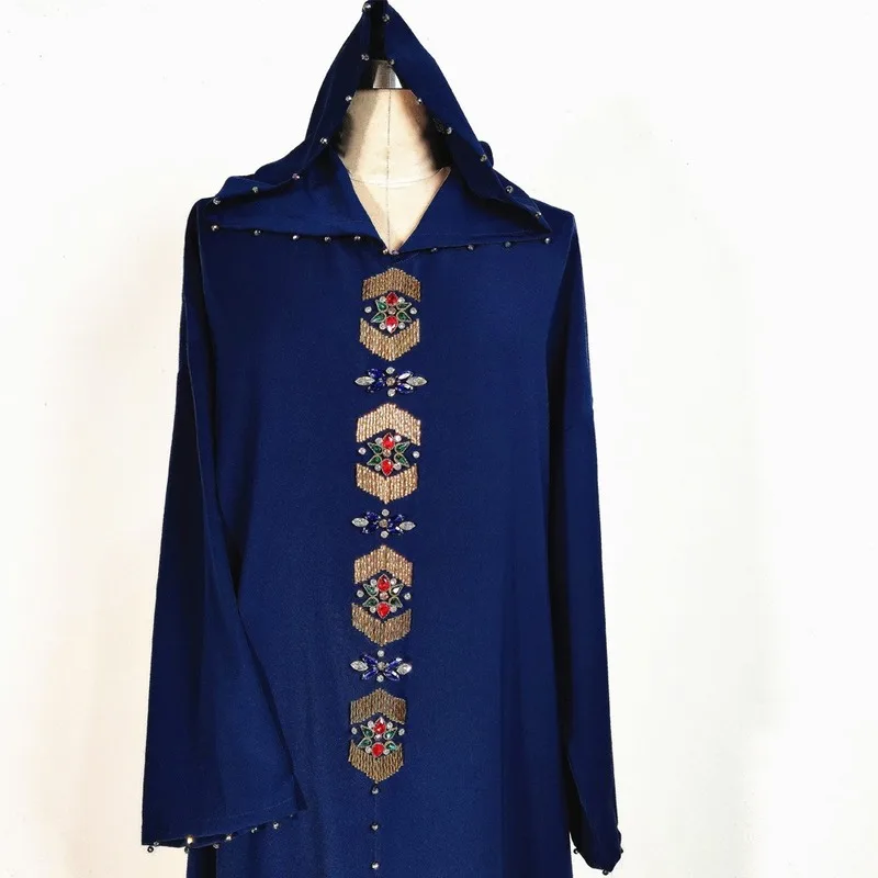 Кафтан с капюшоном длинное платье для женщин ручной работы стежка латунь Diamond Luruxy