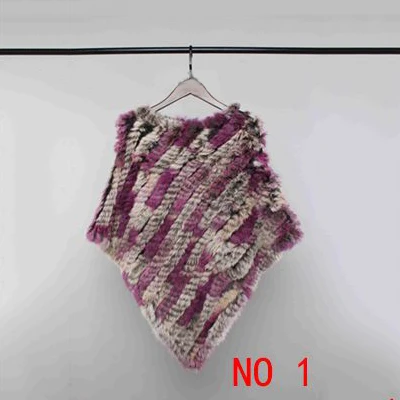 Multicolor 1 VISI HOP/модное Стильное женское пончо с натуральным кроличьим мехом, Вязаная Шаль, качественная накидка VS5201 - Цвет: Multicolor 1
