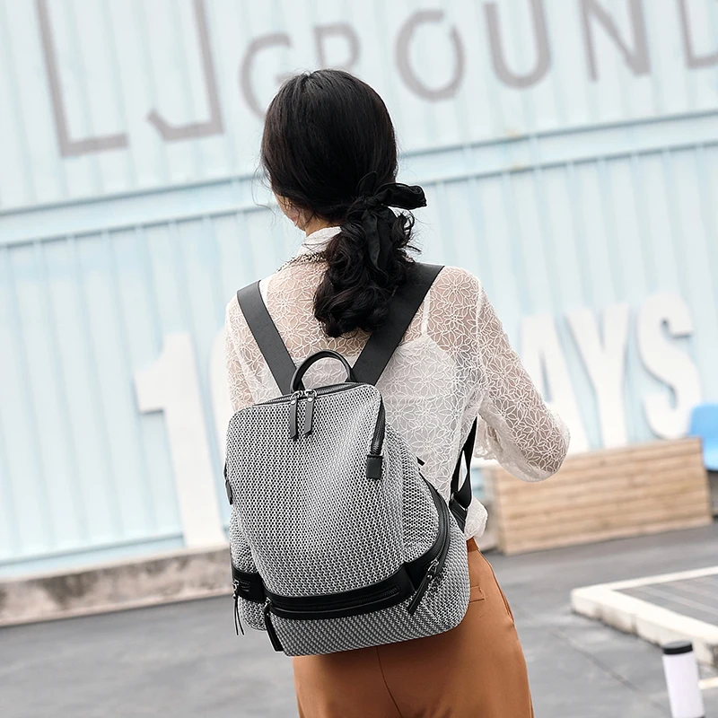 

2020 Women Backpack College Student Fashion Shoulder Bags Light Soft Canvas School Bag High Capacity Multifunctional