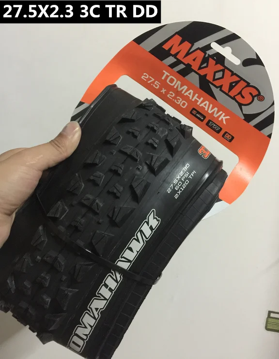 27.5X2.3 3C TR DD Maxxis TOMAHAWK бескамерные велосипедные шины 27,5*2,3 сверхлегкие 60TPI120TPI 3C бескамерные готовые анти прокол mtb горные шины 650B - Цвет: 27.5X2.3 3C TR DD