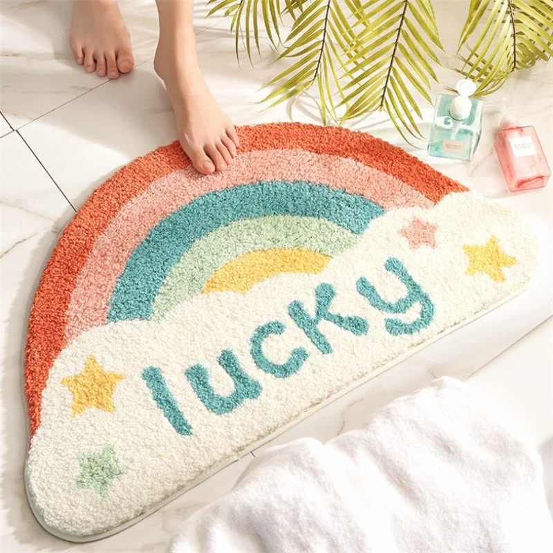 

Home Door Mat Carpet Fresh Semicircular Bathroom Living Room Anti-slip Mat Household Bedroom Absorbent Mat