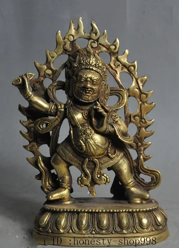 

christmas 6"Tibet Buddhism fane Brass Vajrapani Mahakala Wrathful Deity Buddha Statue halloween