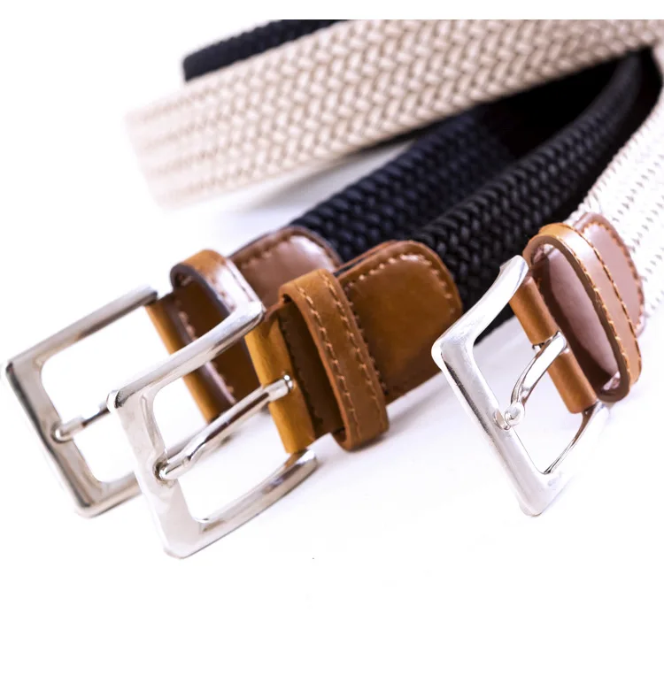 Эластичный эластичный пояс Холщовый тянущийся плетеный тканый кожаный ремень