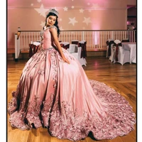 luxury pink ball gowns quinceanera dresses beading sequined for 16 sweet girl 3d flowers formal princess vestidos de 15 a%c3%b1os