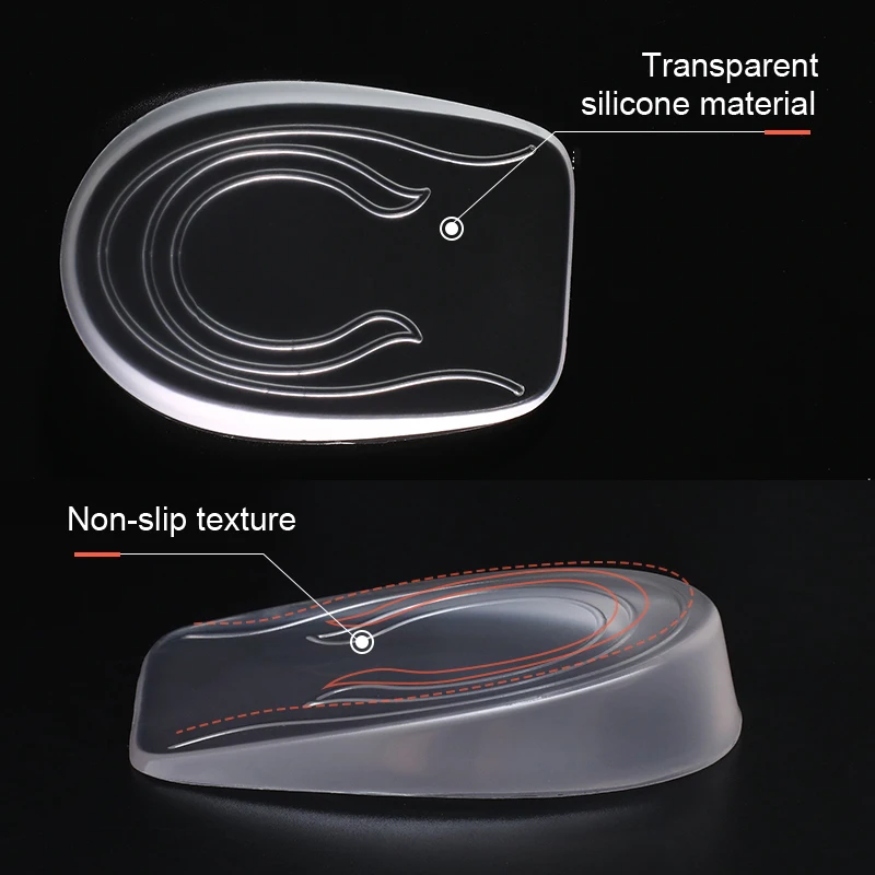 Invisible Inner Heightening Insole Soft Anti skid Foot Care Protector Inserts Transparent Gel Lift Heel Shoe Pad for Unisex