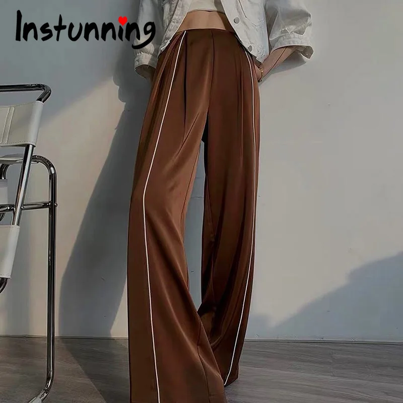 

Женские брюки Instunning, с широкими штанинами, яркие, свободные, в стиле Харадзюку, повседневные, винтажные, 2021