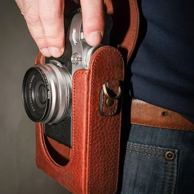 Capa de Câmera Digital de Couro Bolsa para Câmera Bovino Genuíno Fujifilm Fuji X100v