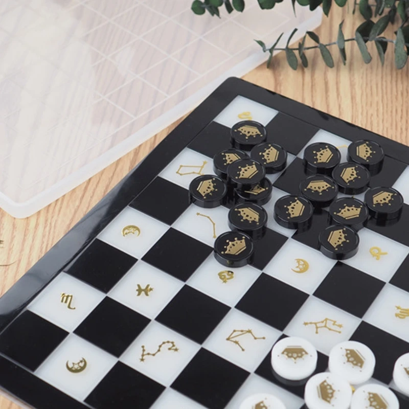 

Chess Kit Silicone Mold International Chess Pieces Checkers Checkerboard UV Crystal Epoxy Resin Mould for DIY Craft Casting Tool