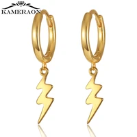 s925 sterling silver lightning earrings classic glossy geometry trendy gold hoop earrings for women korean style wedding jewelry