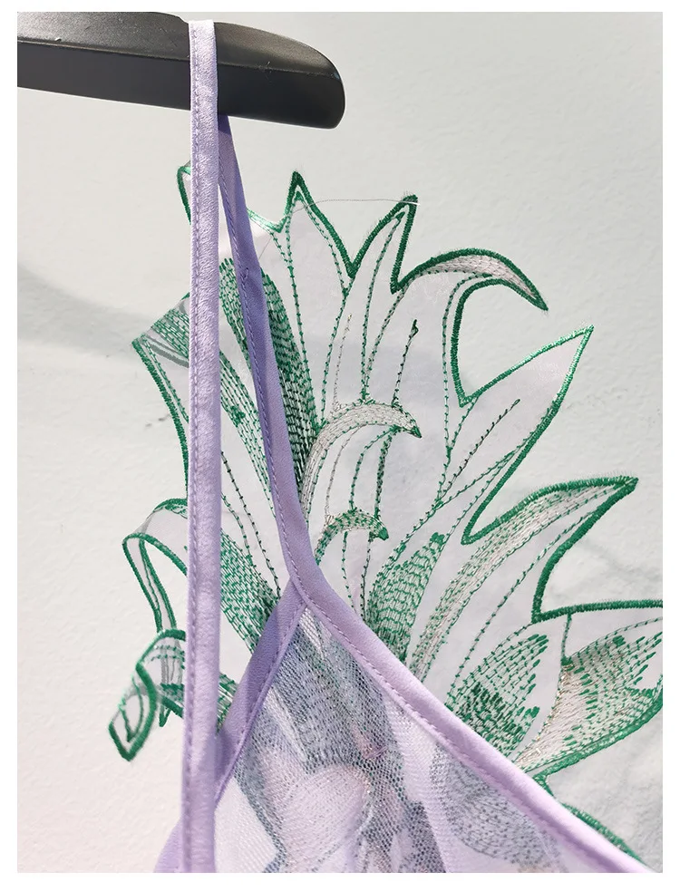 

High Quality Spring and Summer New Exquisite Embroidery Perspective All-match Sling Top Vest Women Trendy