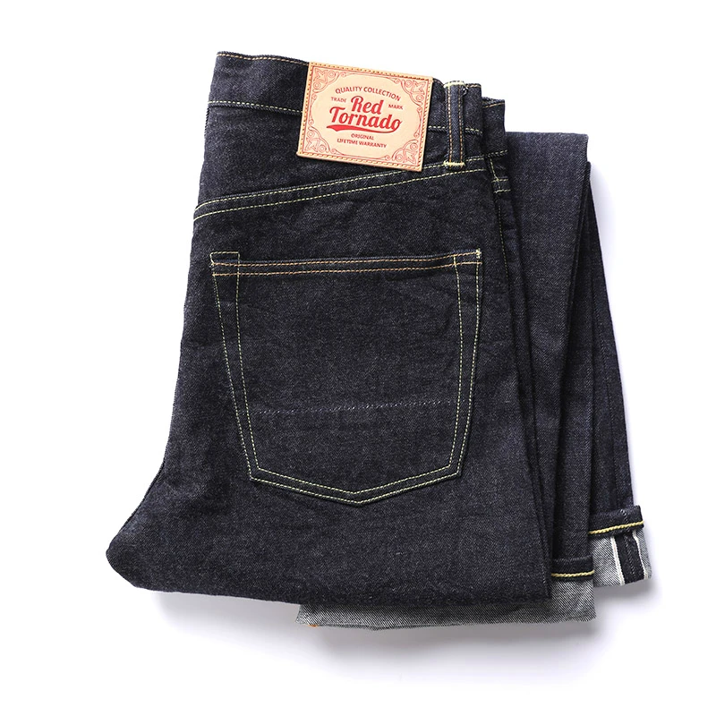 

47501-0002 Size 28-42 Vintage 14 Oz Indigo Selvage Stylish Trousers Mens Casual Raw Denim Jean Pants