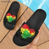 elviswords cool jamaica weed print womens slippers i love reggae design comfortable rubber sandals 2021 new brand design shoes