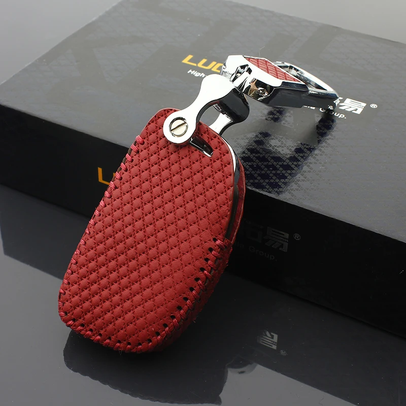 

Luckeasy Leather Key Cover Car Key Fob Bag Case Wallet Holder for Hyundai IX25 IX35 ELANTRA SONATA Verna Mistra Solaris
