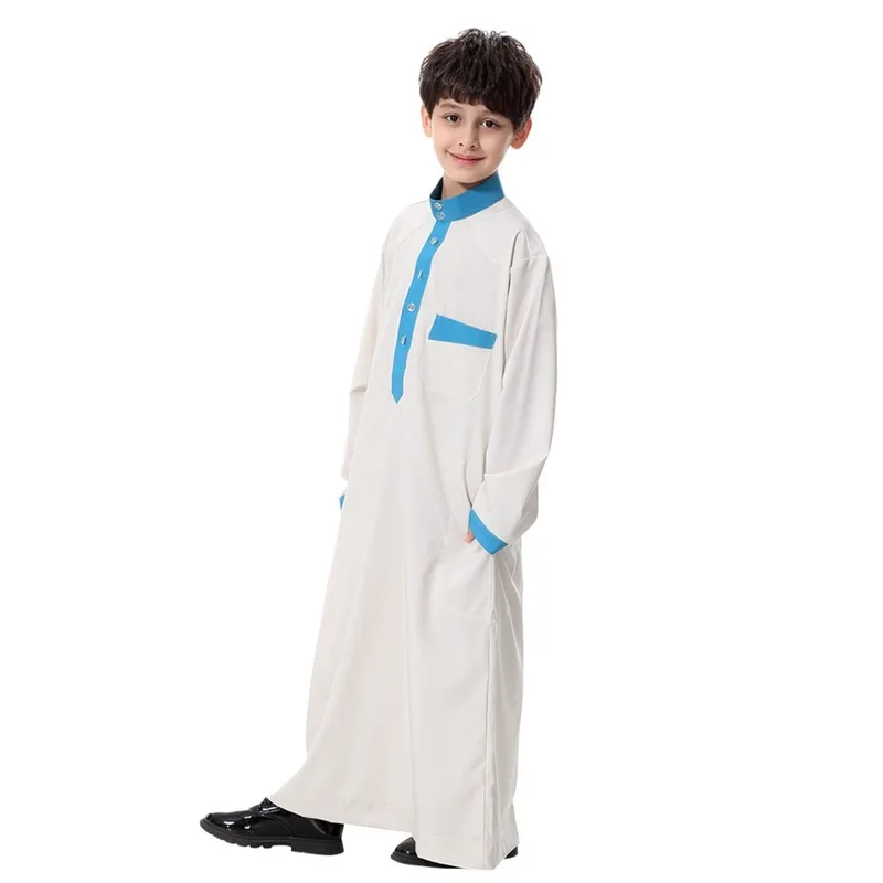 Fashion hijab dress malaysia abaya muslim dress dubai  Mans Long Sleeve Solid Saudi Arab Islamic Muslim Dubai Robe for BoysY54