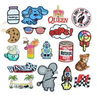 1pcs cartoon mouse letters badges patches embroidery applique iron on transfers for clothing stickers decoration accessories