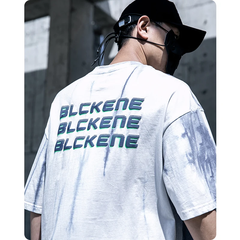 

Футболка мужская хлопковая с коротким рукавом, постепенная смена, свободная уличная одежда в стиле Харадзюку, топ оверсайз с круглым вырезо...