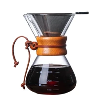 resistant glass coffee maker pot stainless steel filter dripper anti scald wooden handle brewer kettle barista tools