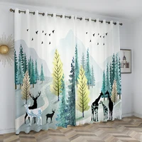 northern european style colorful forest and animal printed high fashion home curtain for window