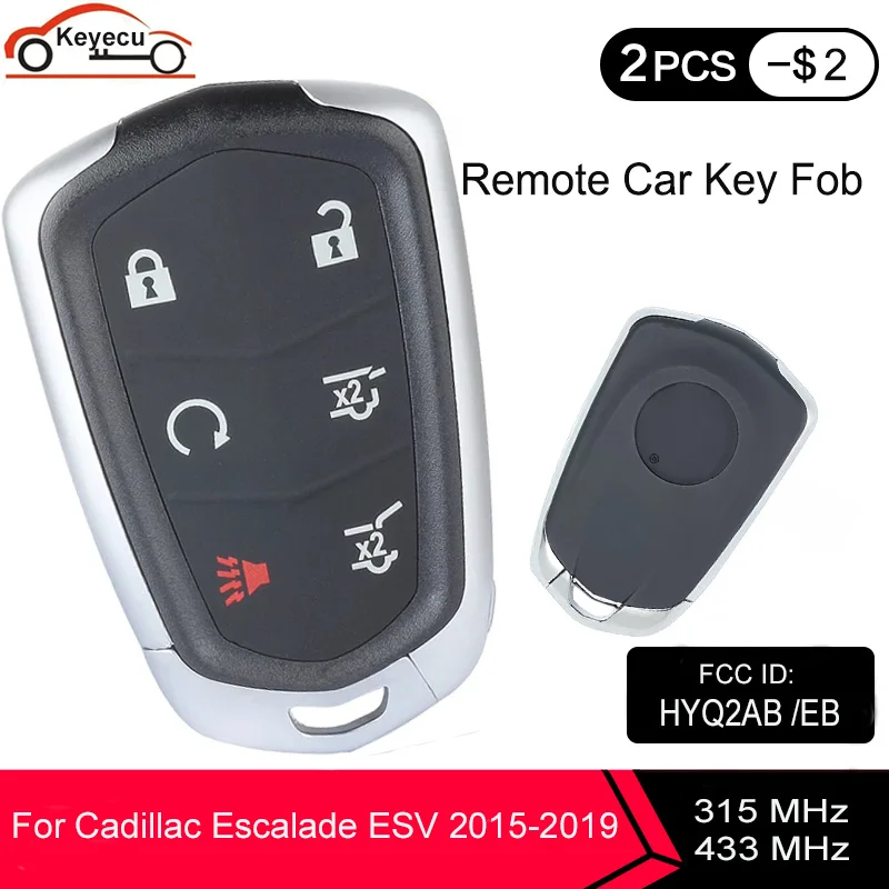 KEYECU 6 кнопочный смарт ключ для автомобиля HYQ2AB 315 МГц HYQ2EB 433 ID46 чип Cadillac Escalade ESV 2015 2016