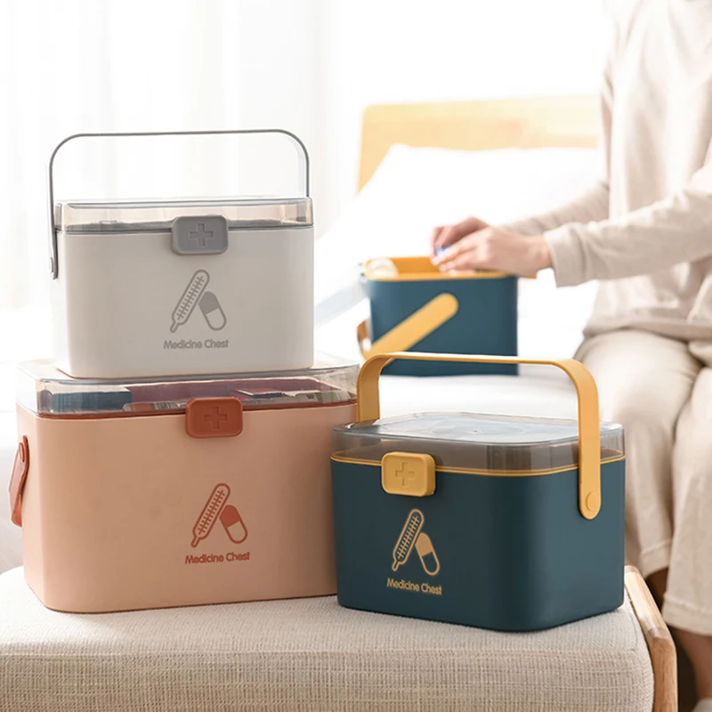 

Home Care Medicine Box Portable Large First Aid Box Household Plastic Multi-Layer Medicine Storage Box EJ