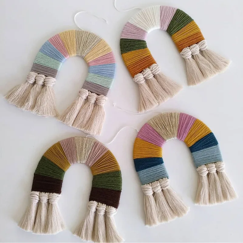 

Nordic Macrame Hanging Nursery Decor Handmade Rainbow Korean Home Wall Ornaments Christmas Wedding Children Kids Room Decoration