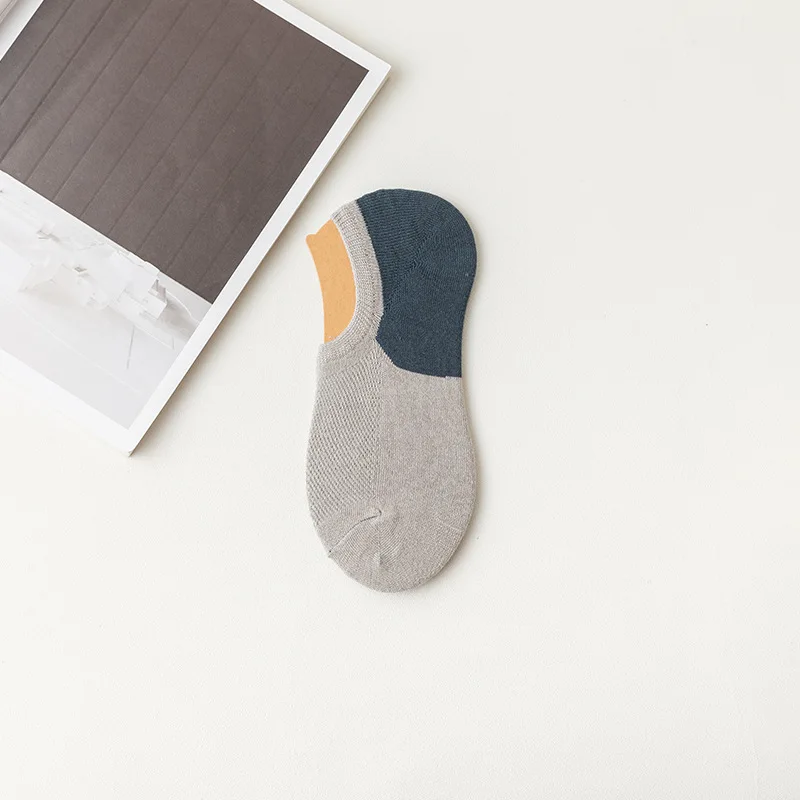 

5 pairs of socks, summer mesh invisible socks, men's socks, men's casual breathable cotton socks, silicone anti-falling