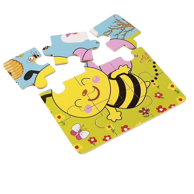 Новый деревянный пазл с 9 ломтиками Мультяшные животные транспортное средство