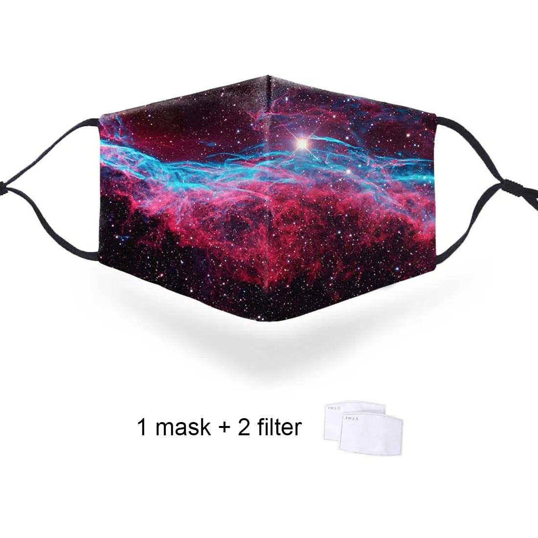 

Beautiful starry sky 3D Print Masks Cosmic nebula Anti Dust Masks PM2.5 Filter Mouth-Muffle Mask Reusable Milky Way Masks