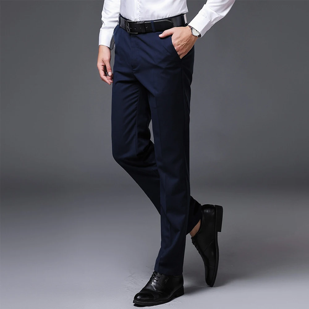 

Men's summer trousers men's slim straight black men's trousers formal party men's high quality business non iron trousers