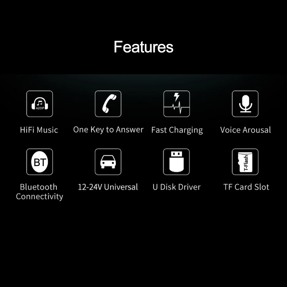 

12-24V Universal Multicolor LED Display Built-in Microphone Music Player USB Charger Car Kit Car Accessories Interior