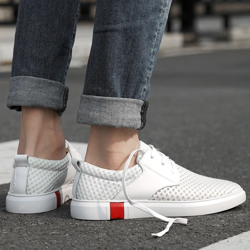 Кроссовки мужские сетчатые из дышащей кожи легкие повседневные уличные туфли