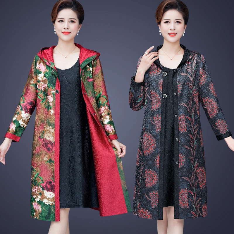 Весенняя женская куртка-бомбер в национальном стиле шелковое пальто с капюшоном