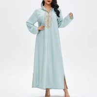 muslim womens dress dubai hijab fashion casual loose oversize islam turkey simple embroidery long sleeves maxi dresses 2021