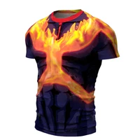fashion o neck mens oversized t shirt summer short sleeved 3d fire printed sports fitness shirt loose and breathable streetwear