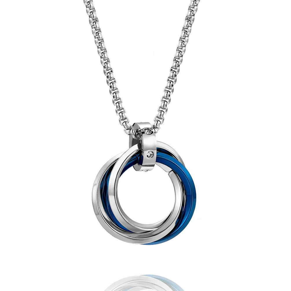 

Men's Three Circles Titanium Steel Pendant Necklace Personality Three Circle Necklace Punk Hip Hop Jewelry for Unisex Party Gift