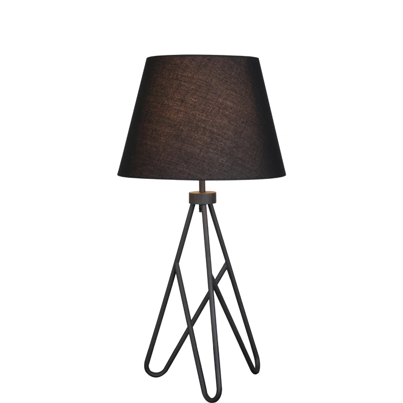 

Decorative Bedroom Office Hotel Study Black Iron Fabric Shade Modern Desk Lamp